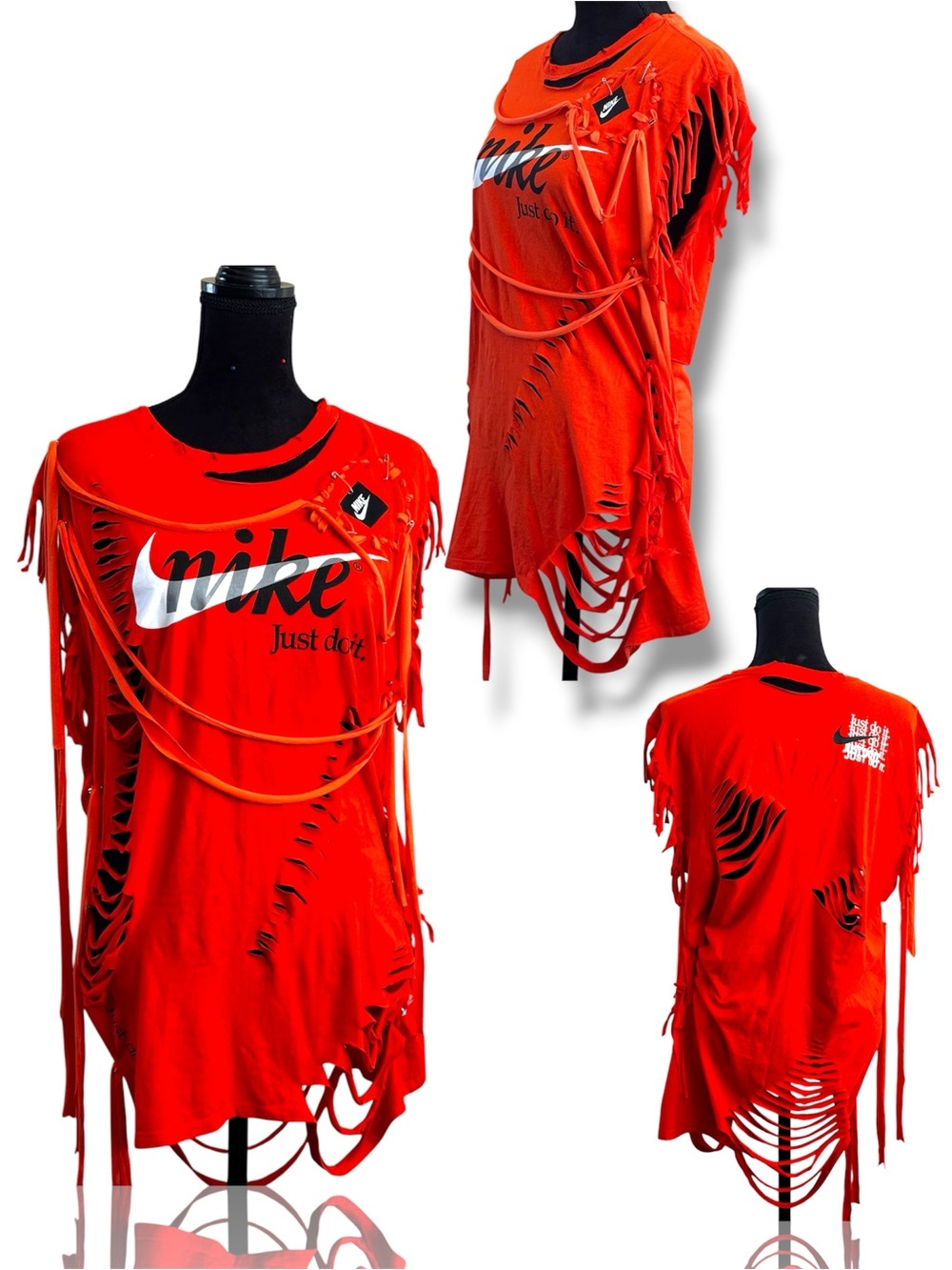 Nike Orange Cutout Fringe Graphic Tee